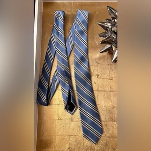 Double-blue, striped, skinny tie